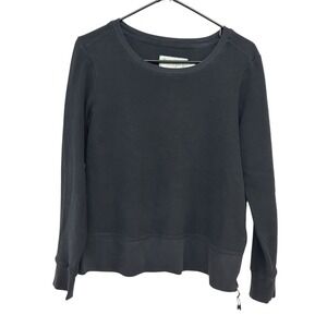 Aventura Organic Cotton‎ Ribbed Pullover M Black Zip Cuff Minimalist Casual